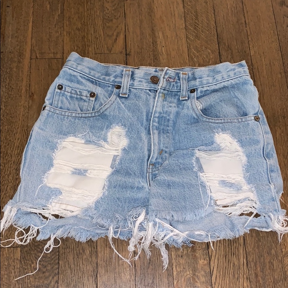 LF Light Blue Distressed Jean Shorts
